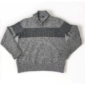 Gap Pullover‎ Sweater Mens Sz L Lambwool Blend Gray 1/4 Button Up Mock Neck